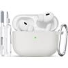 TNSNK for AirPods Pro 2nd/1st Case, Silicone Shockproof Protection Case with Clean Kit & Keychain, Support Wireless Charging - Pearl White