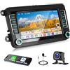 Motorsi 2GB+64GB Autoradio Carplay per VW Golf 5 Tiguan Touran Passat Polo Skoda, Wireless Android Auto Car Stereo con 7 IPS Touchscreen/GPS Navi/WiFi/ASP/FM/RDS/SWC/Canbus/Bluetooth + Telecamera