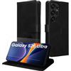 kwmobile Cover Compatibile con Samsung Galaxy S26 Ultra - Custodia Smartphone con Chiusura Magnetica - Protezione RFID Vetro Temperato e Porta Carte - nero
