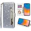 FERLAN Custodia per Xiaomi Redmi 14C,in Premium pelle brillante con glitter e Slot Schede,Stand Funzione,per Xiaomi Redmi 14C telefono (Argento)