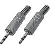 Aerzetix - C53624 - Set di 2 jack/spine/connettori 2.5mm maschio stereo con molla proteggi cavo - per saldare - lunghezza 44mm - colore argento