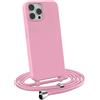 MyGadget Cover per iPhone 12 | 12 Pro - Custodia con Corda - Case con Cordino Opaca Antiurto | Bumper con Laccio | Tracolla - Practical Stylish - Rosa