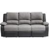 LOUNGITUDE UsineStreet - Divano relax in microfibra, 3 posti, colore: Grigio/Nero