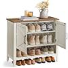 VASAGLE LIRY Collezione - Mobiletto Porta Scarpe, Scarpiera a 3 Livelli, Stile Tradizionale Americano, con Ripiano Regolabile, Manici, Gambe Robuste, Ingresso, Bianco Vintage LBC038W01