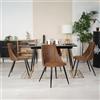 MEUBLE COSY Set di Mobili per Sala da Pranzo da 5 Pezzi con 1 Tavolo Allungabile e 4 Sedie in Pelle Scamosciata, Struttura in Acciaio per Cucina e Soggiorno, Nero + Oro + Marrone