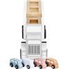 mamabrum Trasportino Auto in Legno con Camion e 4 Giocattoli, Regalo di Compleanno per Bambini 3-5 Anni, Camion con Rimorchio (13,5 x 8,5 x 33 cm)