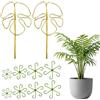 Kleemeiero 2 Pezzi Supporto per Piante con Design Unico a Foglie in Lega di Alluminio con 8 Anello di Supporto per Stelo in Plastica Supporto per Piante da Appartamento per Alocasia Monstera e Rose