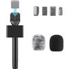 ZealSound Adattatore per Microfono Palmare da Intervista, Impugnatura Trasmettitore Lavalier Wireless con Bandiera, Parabrezza Peloso e Schiuma, Compatibile con DJI Mic Mini/Mic 2/3, Rode Wireless GO