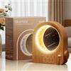 blonbar Sveglia e lampada lunare, lampada da comodino con sveglia luminosa, sveglia diurna, luce notturna con 3 livelli di luminosità, 10 suoni naturali, ideale per camera da letto