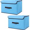 NCRGB Scatole Portaoggetti in Tessuto,Scatole Portaoggetti Scatole per Armadio con Coperchio Set,Pieghevole,Contenitore per Armadio,Vestiti,Armadi (26×19×16cm/2pack, Blu)