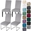 Alishomtll Set di 4 o 6 coprisedia in velluto elasticizzato per sedia, set da 4 o 6 coprisedia in velluto, elasticizzati, lavabili, per cucina, ristorante, hotel, banchetti, matrimoni (grigio argento