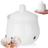 PRITOK Vaso per aglio in ceramica, con coperchio e fori di ventilazione, 372295428089450ML, contenitore traspirante per cipolle e aglio, 11,4 x 9,5 cm