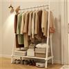 AQIMUELE Stand Appendiabiti, Vestitore in Legno, 46 x 100 x 155 cm, Appendiabiti da Terra, Resistente, Facile da Montare, con Supporto per Scarpe (Bianco)