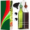 Poura Bottiglia olio d'oliva e aceto 500 ml - Con tappo salvagoccia ClickSeal in gomma naturale senza BPA - Set in vetro con imbuto in silicone - Accessorio da cucina