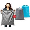 Dmjia® 2 Pezzi Grande Sacco Biancheria Sporca 60 x 90 cm, Pieghevole Sacco Portabiancheria Sporca, Grande Capacità 120L Sacchi Biancheria Sporca, Con Coulisse Sacco Panni Sporchi (Azzurro & Grigio)