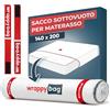 Wrappybag - Sacco Sottovuoto Materasso Alla francese 140 x 200 cm - Custodia Materasso Singolo e Matrimoniale Impermeabile Riutilizzabile con Clip e Cinghie - Ideale per Trasloco e Salvaspazio