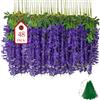 BIRDDIE 48 Pezzi Glicine Artificiale,3.75 Feet Piante Finte da Esterno,Fiori Finti,Fiori di Glicine Artificiale Appeso Ghirlanda per Sfondo,Matrimonio,Giardino e Casa Decorazione Murale (Viola)