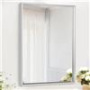 AAZZKANG Specchio con Cornice in Metallo Rettangolare, Specchio da Parete Montato, Specchio Decorativo Moderno per Camera da Letto e Bagno, da Appendere Verticalmente o Orizzontalmente, Argento