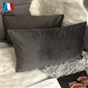 Douceur De Plumes Set di 2 Federe Cuscini Decorativi Tinta Unita in Velluto Grigio Scuro 30x50, Federa Quadrata Moderna e Morbida, Decorazione Soggiorno Divano Camera Letto (2 Grigio Scuro)