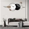 GSWBO Grande Orologio da Parete moderna e Creativa, Geometrica con Forme Circolari Decorazione da Parete, Silenzioso Orologio da Parete XXL per Soggiorno Camera da Letto Ufficio, 100x40cm (Bianco e Nero)