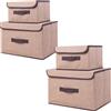 NCRGB Scatole Portaoggetti in Tessuto,Scatole Portaoggetti Scatole per Armadio con Coperchio Set,Pieghevole,Contenitore per Armadio,Vestiti,Armadi (4pack:26cm/2pack+36cm/2pack, Beige Giallo)
