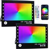 OUSIDE Faro LED RGB Esterno 100W, Controllo tramite App Bluetooth e Telecomando, IP66 Impermeabile, 16 Milioni di Colori, Multicolore Faretto per Giardino e Cortile, 2 Pezzi