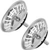 JiangZShangM 2PCS Tappo Universale per Lavello Regolabile in Altezza 82 mm in Acciaio Inox, Filtro per Lavello e Tappo per Lavandino, Griglia per Cucina, Bagno e Lavabo con Perno Regolabile