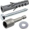 AERZETIX - Kit di 60 tasselli in nylon con collare Ø10x50 mm per materiali pieni + 60 viti tirafondi Ø6x50 mm + 60 rondelle larghe per bullone M6 + 1 bussola esagonale 1/4 SW10