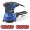 HERZO Levigatrice Orbitale 300W 125mm, 6 Velocità Regolabili, 13.000 giri/min, con Scatola Raccoglipolvere e 10 Dischi Abrasivi per Legno, Metallo e Vernice