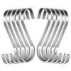 WEERSTONE Confezione da 10 ganci a S in acciaio inox a forma di S, ganci in metallo resistenti per utensili da cucina, ufficio, bagno, armadio, officina, garage, ufficio, casa