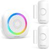 TECKNET Campanello con sensore per porta e finestra, con sensore magnetico, portata 300 m, 61 suonerie, luce display RGB, protezione antieffrazione, sensore per case, porta del carico