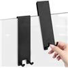 Linkidea 2 ganci per porta in acciaio inox da 17,8 cm per doccia, bagno con spugna antiscivolo per porte in vetro senza telaio (nero)