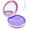SwirlColor Porta Apparecchio Denti con Specchio, Porta Dentiera Portatile Contenitore per Apparecchio Dentale Vuota per Retinatori e Parafanghi con Allineatore Strumento di Rimozione (Rosa)