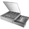 Kurberson Organizer per posate a doppio strato con coperchio, porta utensili con coperchio, per posate, organizer per posate, grigio