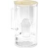 Wessper caraffa filtrante per l'acqua con contatore LED, 2 litri, caraffa filtrante vetro, brocca acqua compatta con classic filtro a carbone attivo, senza BPA - Beige