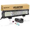 PICAA 15 pollici 38cm 390W Barra Luminosa a Led con Cablaggio Kit, Quad Rows Barra Luce Led, 6000K Bianca Luci di Lavoro per Fuoristrada 4x4 Auto SUV UTE ATV 12V 24V