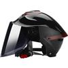 BOSERMEM Casco Aperto Classico, Mezzo Casco Con Visiera, Fibbia a 7 Sezioni, Calotta In 709abs Combinata Con Strato Di Ammortizzazione Eps(Nero Lucido,Visiera Nera)