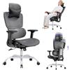LarkLeaves Sedia da Ufficio Ergonomica in Rete con Supporto Lombare Adattivo 2D e Braccioli 3D, Schienale a 5 Livelli per Smart Working e Casa, Reclinabile 145 Gradi con Appendiabiti, Nero