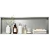 Bernkot Nicchia da parete per doccia in acciaio inossidabile, Nicchia per doccia 90 x 30 x 10 cm, Nicchia da bagno, Nicchia per doccia, Mensola da bagno da incasso, Spazzolato, Argento