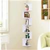 powerking Scaffale angolare da parete, bianco a 7 ripiani, mensole sospese, organizer per soggiorno, camera da letto, bagno, casa, ufficio, decorazioni per piccoli spazi