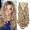Gairyan Extension Capelli a Clip Biondo Chiaro 8PCS Set 45cm Clip in Hair Extensions Ondulati Posticci per Capelli Finti Extension con Clip Naturali Ricci Sintetici Parrucchino Lungo Mossi per Donna