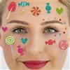 Party Factory Face Tattoo Candy Party - Tatuaggio temporaneo per feste a tema, Halloween e carnevale, bambini e adulti