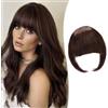 XFSRG Finta Capelli Clip Frangia piatta Capelli Veri Naturali Extension Frontale Fascia Unica Corti Hair Bang Fringe Hairpiece Posticci per Donna(Marrone scuro)