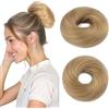 MY-LADY Chignon Finto per Capelli Veri- Cerchio Elastico Dritto Biondo Naturale - Facile Updo Naturale per Donne Ragazze 30g Liscio