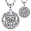 AEONSLOVE Collana Dea Ecate Argento 925 Ciondolo Ruota di Ecate Donna Uomo Medaglione Tripla Luna Hecate Gioielli Wiccan da Strega