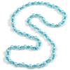 Avalaya Collana lunga con perline in vetro massiccio e perle finte da 10 mm (azzurro), lunghezza 108 cm (irregolarità naturali)