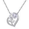 Qings Collana Donna Cuore Rosa Fiore Argento 925 Collana Ciondolo Pietra Portafortuna con Zirconi Romantico Compleanno San Valentino Regali di Natale Gioielli per la Fidanzata Moglie