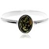 SilverAmber Jewellery Noda 7481 - Anello classico in argento Sterling 925 e vera ambra baltica verde o cognac, 14, Gemma, Ambra