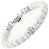 10:10 Bracciale Uomo Pietre Naturali Aulite 8 MM, Colore Bianco - Regolabile, Resistente e Comodo - Made In Italy (Aulite Bianca)
