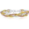 Tuscany Silver Bracciale da donna in argento sterling con 3 trecce herringbone testurizzate tricolore 19cm/7.5